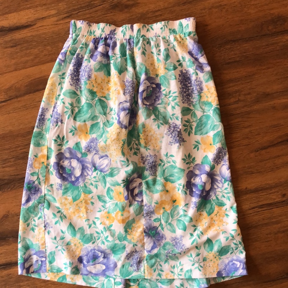 Vintage Floral Yellow and Purple midi skirt size 8 - Picture 5 of 7